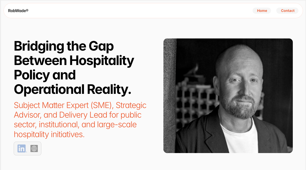 Rob Wade website homepage